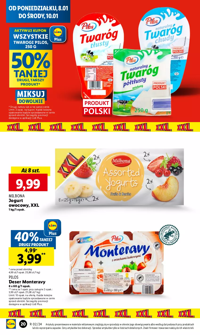 Gazetka promocyjna Lidl - GAZETKA - ważna 08.01 do 10.01.2024 - strona 22 - produkty: Deser, Jogurt, Jogurt owocowy, Monte, Olej, Pilos, Ser, Tera