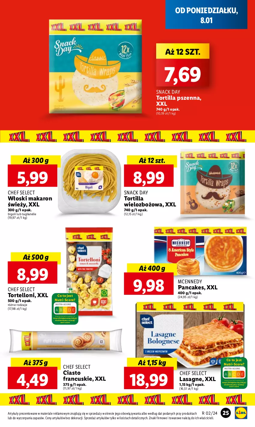 Gazetka promocyjna Lidl - GAZETKA - ważna 08.01 do 10.01.2024 - strona 27 - produkty: Ciasto francuskie, Lasagne, Makaron, Tagliatelle, Tortelloni, Tortilla, Wazon