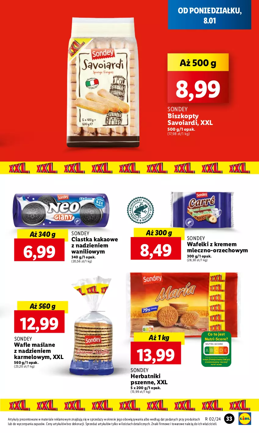 Gazetka promocyjna Lidl - GAZETKA - ważna 08.01 do 10.01.2024 - strona 35 - produkty: Biszkopty, Ciastka, Herbatniki, Kakao, Wafle, Wazon