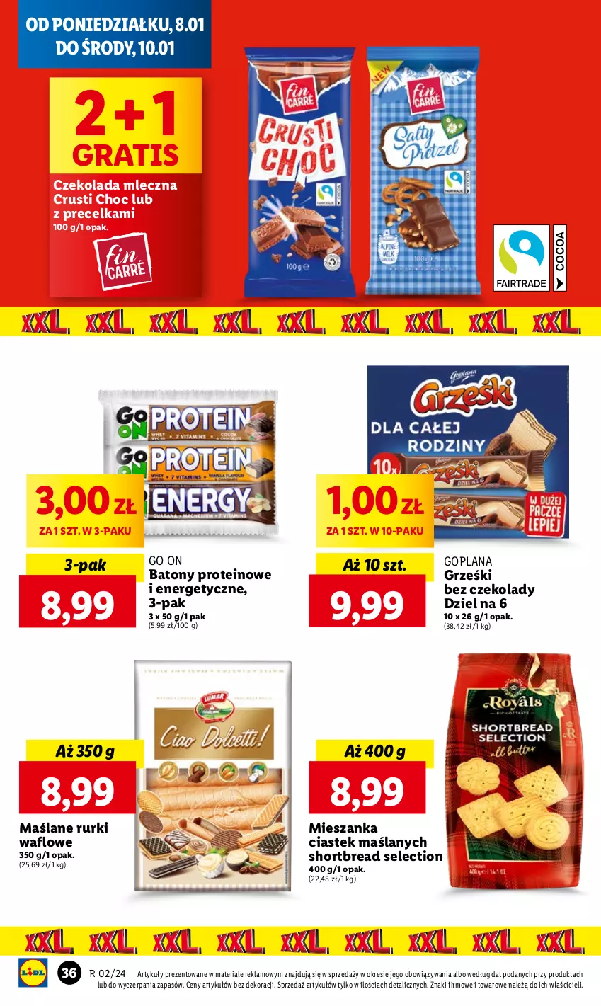 Gazetka promocyjna Lidl - GAZETKA - ważna 08.01 do 10.01.2024 - strona 38 - produkty: Baton, Czekolada, Czekolada mleczna, Goplana, Gra, Grześki, LANA, Rurki, Rust, Stek