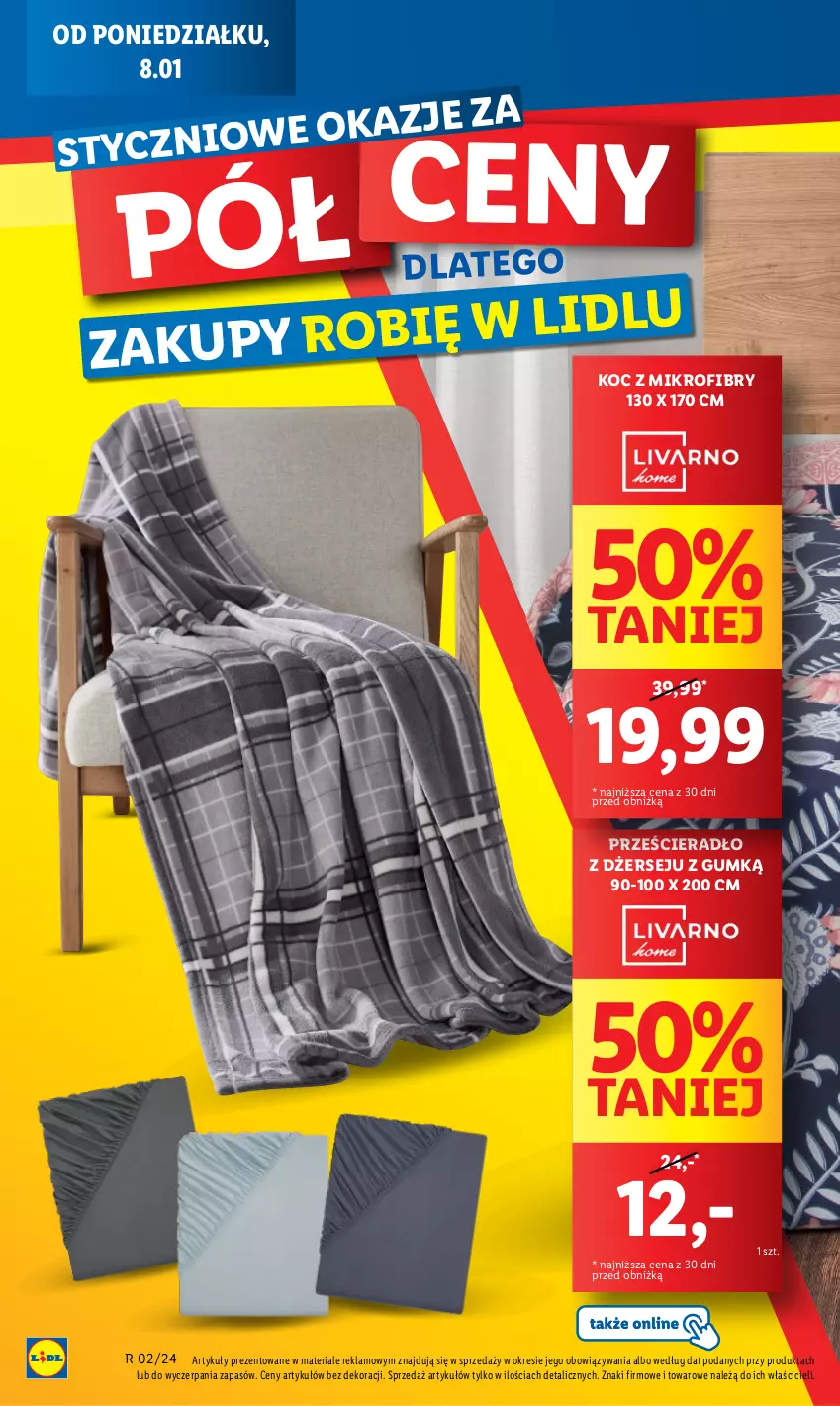 Gazetka promocyjna Lidl - GAZETKA - ważna 08.01 do 10.01.2024 - strona 4 - produkty: Koc, Prześcieradło