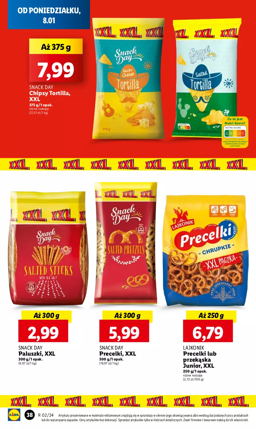 Gazetka promocyjna Lidl - GAZETKA - ważna 08.01 do 10.01.2024 - strona 40 - produkty: Chipsy, Lajkonik, Precelki, Tortilla, Wazon