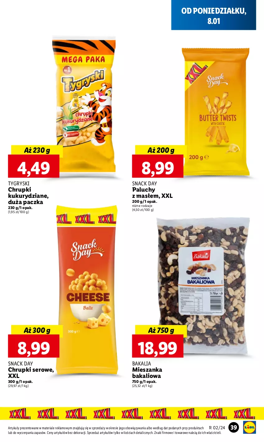 Gazetka promocyjna Lidl - GAZETKA - ważna 08.01 do 10.01.2024 - strona 41 - produkty: Chrupki, Gry, Mieszanka bakaliowa, Ser