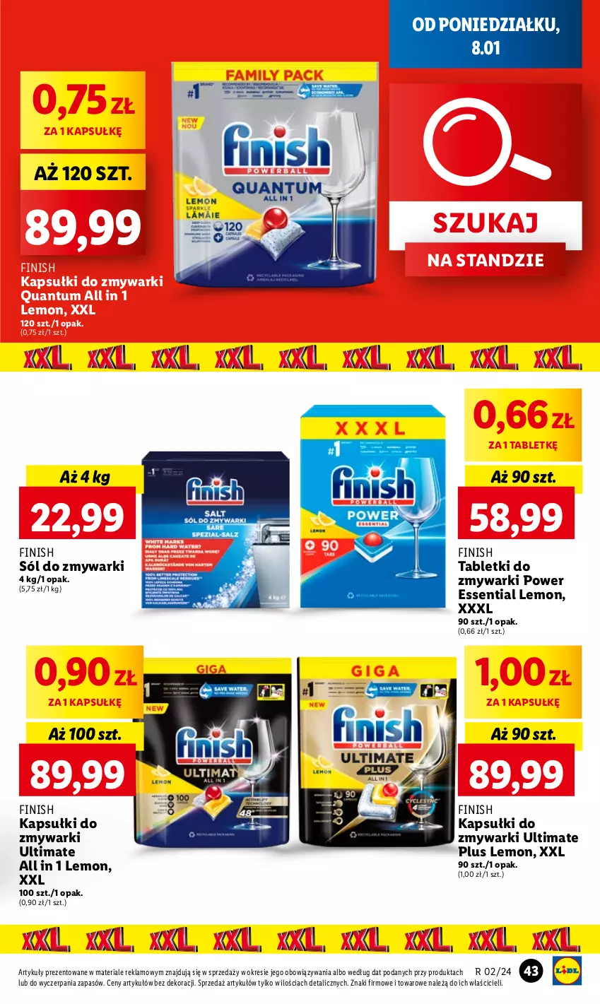 Gazetka promocyjna Lidl - GAZETKA - ważna 08.01 do 10.01.2024 - strona 45 - produkty: Finish, Sól, Tablet, Tabletki do zmywarki, Zmywarki