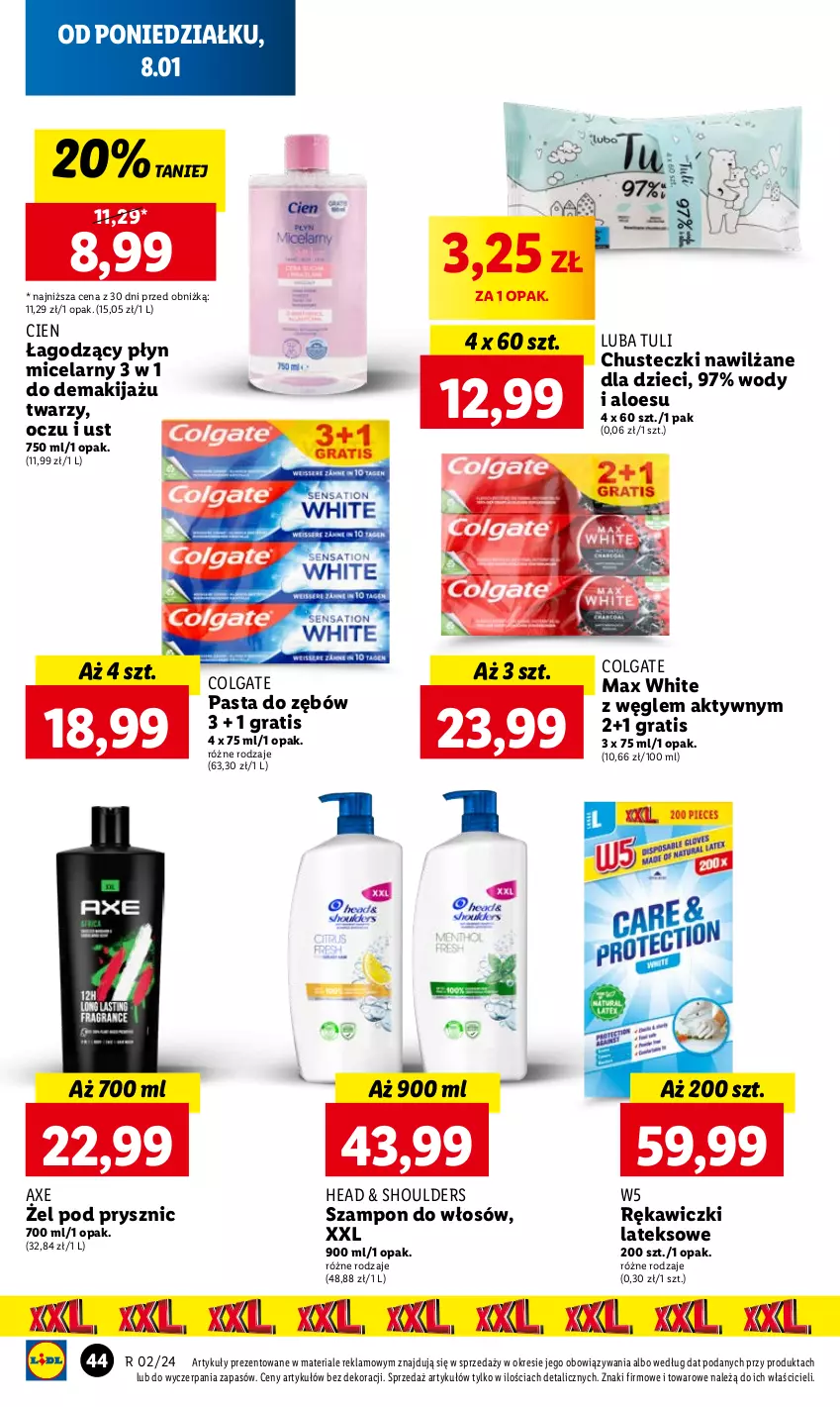 Gazetka promocyjna Lidl - GAZETKA - ważna 08.01 do 10.01.2024 - strona 46 - produkty: Chusteczki, Colgate, Dzieci, Gra, LG, Makijaż, Pasta do zębów, Płyn micelarny, Szampon