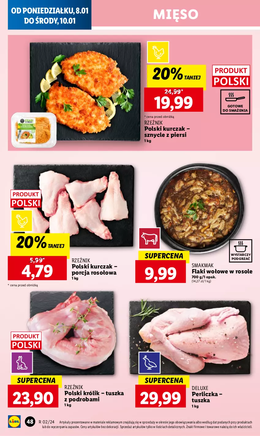 Gazetka promocyjna Lidl - GAZETKA - ważna 08.01 do 10.01.2024 - strona 50 - produkty: Flaki, Flaki wołowe, Królik, Kurczak, Mięso, Perliczka, Por, Tusz