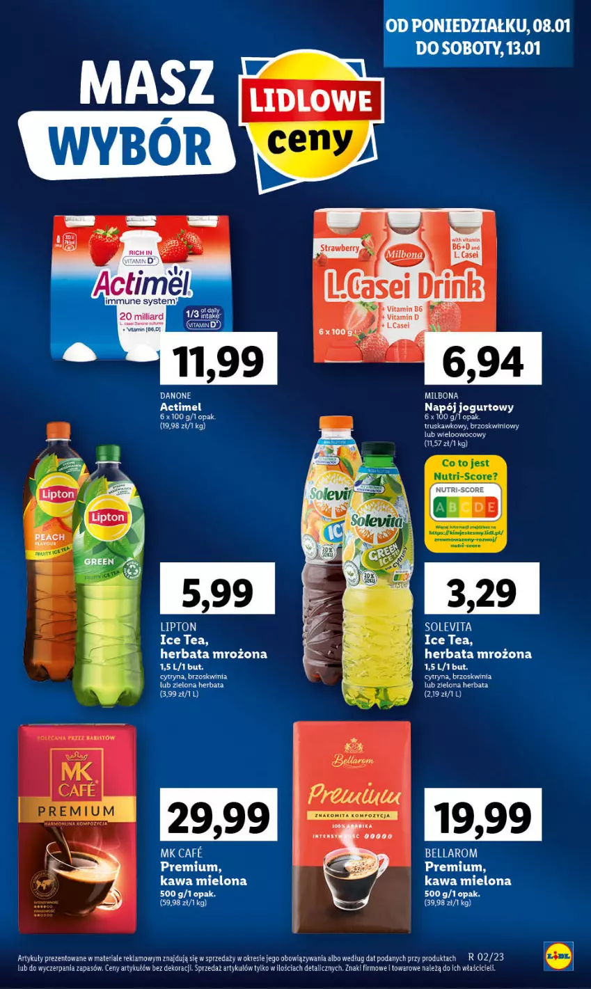 Gazetka promocyjna Lidl - GAZETKA - ważna 08.01 do 10.01.2024 - strona 55 - produkty: Actimel, Herbata, Ice tea, Jogurt, Kawa, Kawa mielona, Napój, Napój jogurtowy