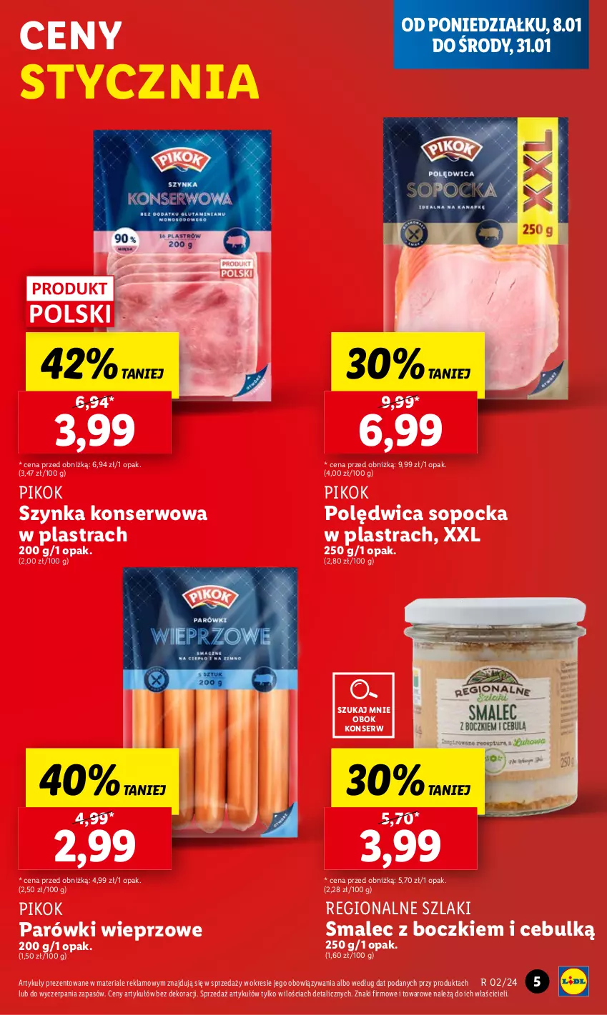 Gazetka promocyjna Lidl - GAZETKA - ważna 08.01 do 10.01.2024 - strona 7 - produkty: Parówki, PIKOK, Polędwica, Ser, Smalec, Szynka, Szynka konserwowa