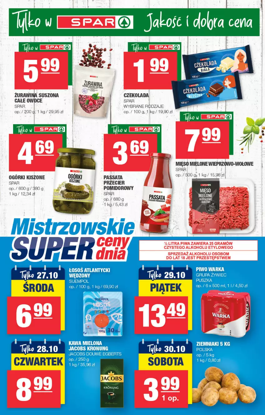 Gazetka promocyjna Spar - ważna 17.10 do 27.10.2021 - strona 5 - produkty: Czekolada, Jacobs, Mięso, Mięso mielone, Rama, Suempol