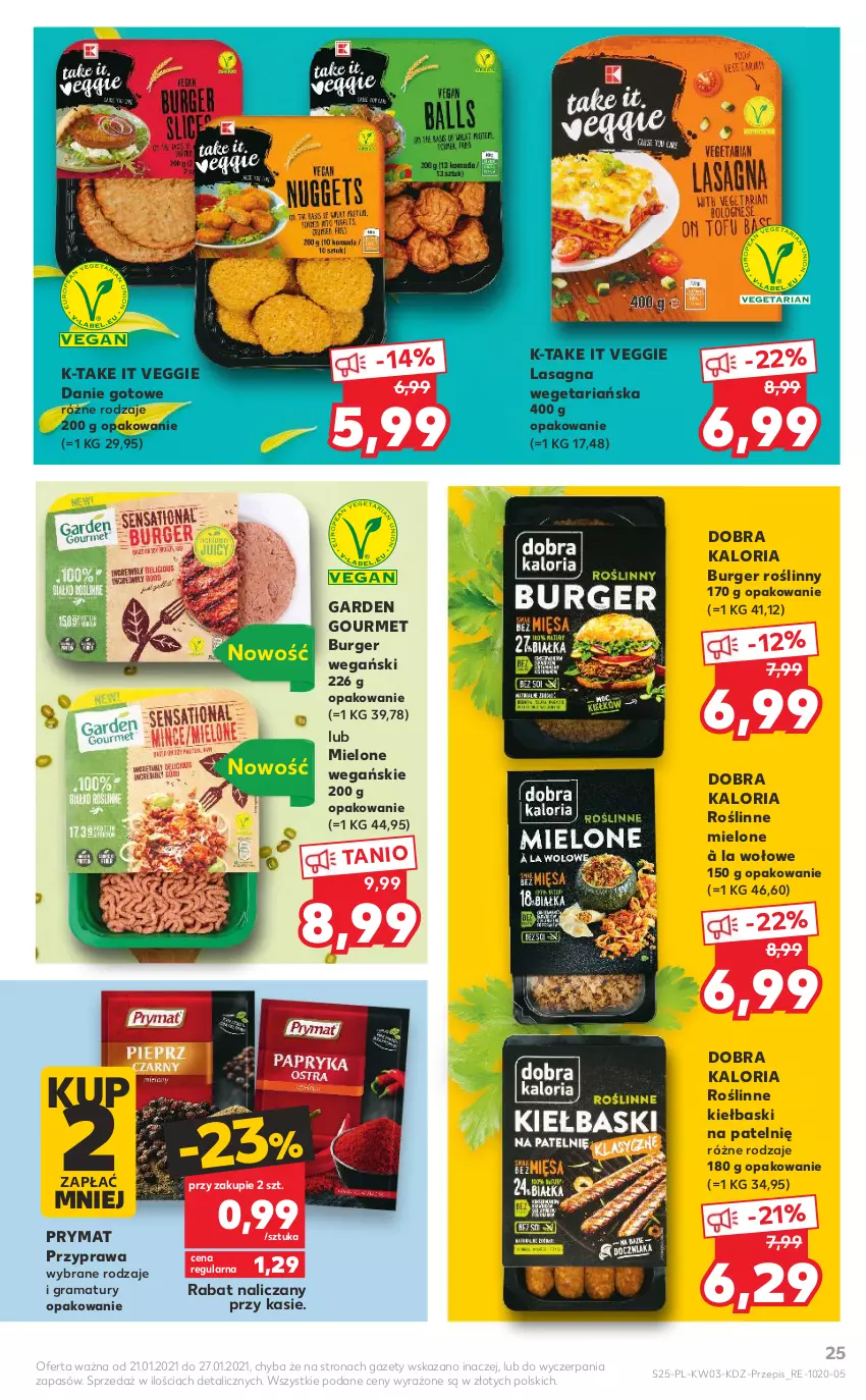 Gazetka promocyjna Kaufland - OFERTA TYGODNIA - ważna 21.01 do 27.01.2021 - strona 25 - produkty: Burger, Danie gotowe, Gra, Prymat, Rama, Roślinne kiełbaski