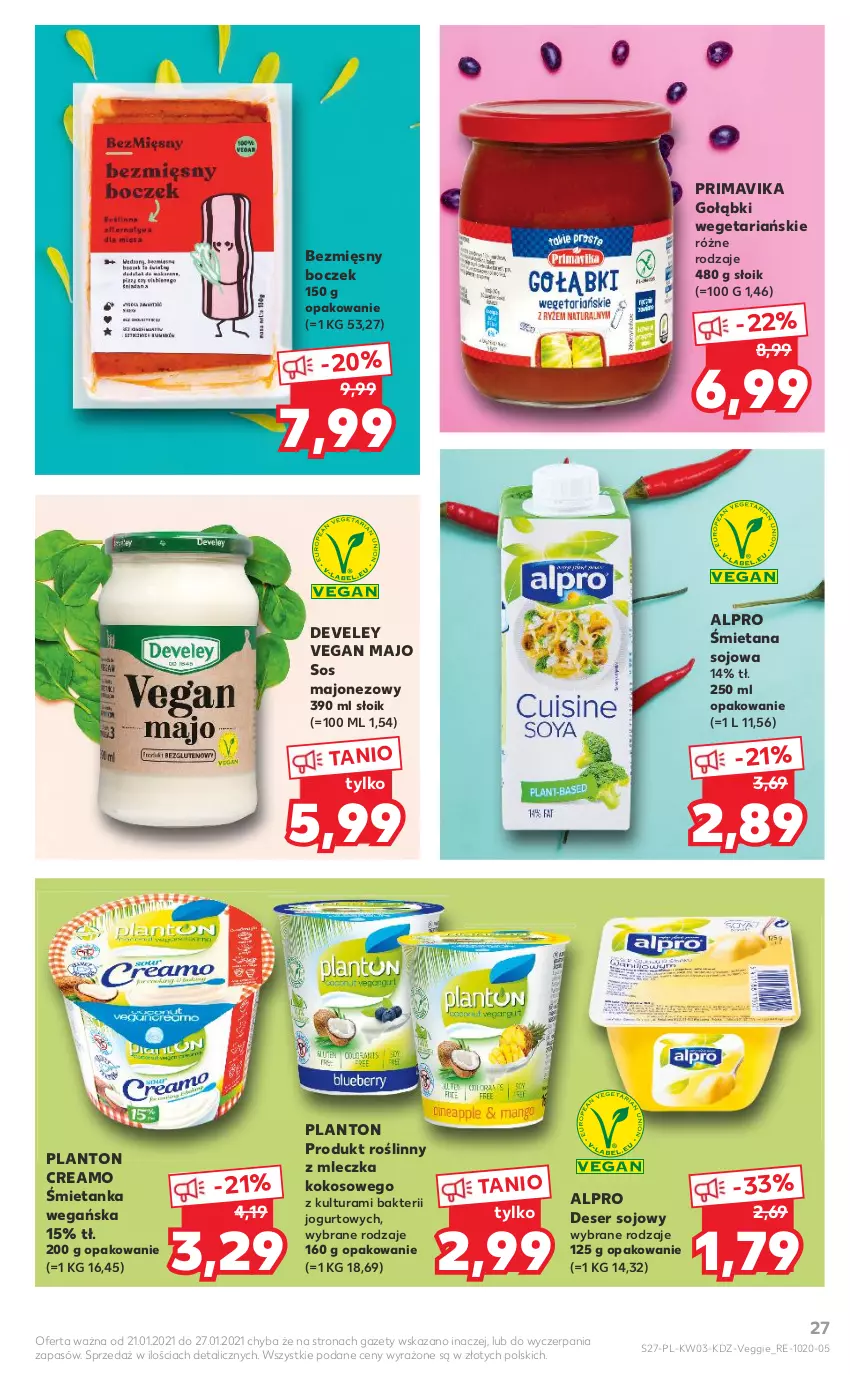 Gazetka promocyjna Kaufland - OFERTA TYGODNIA - ważna 21.01 do 27.01.2021 - strona 27 - produkty: Alpro, Boczek, Deser, Jogurt, Kokos, Majonez, Prima, Primavika, Ser, Sos