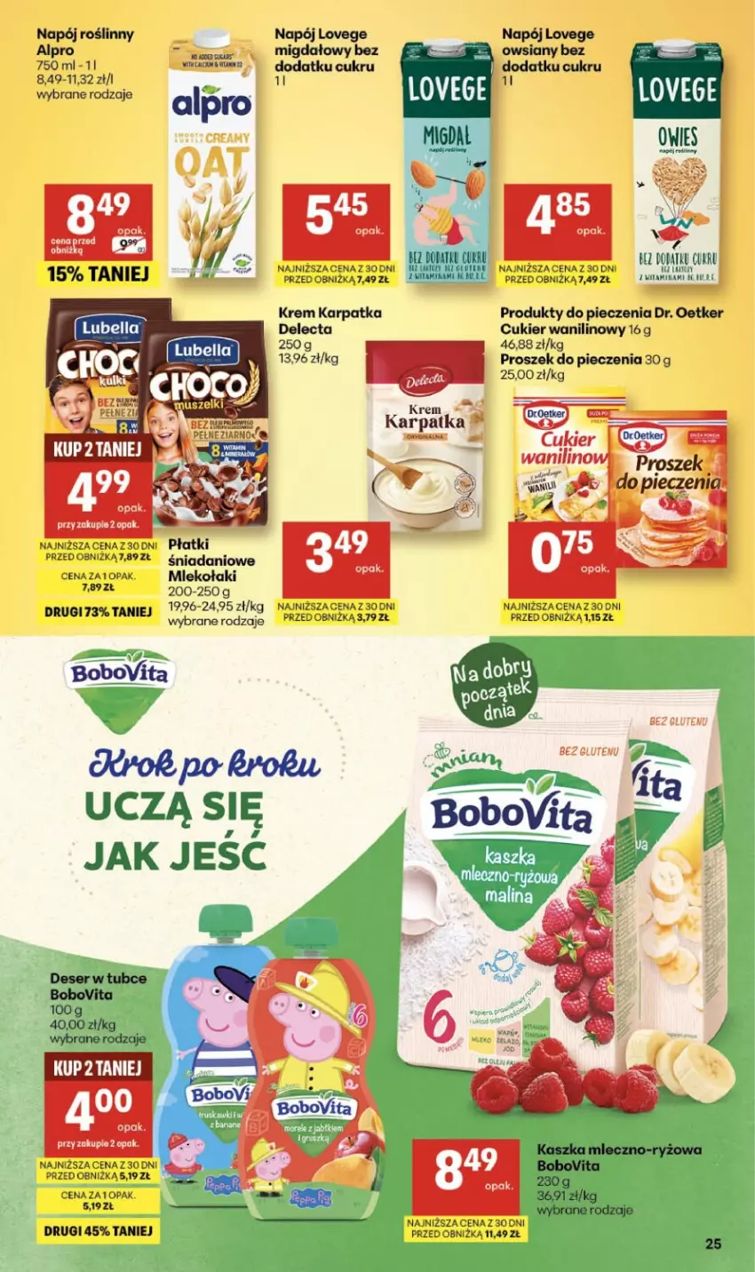 Gazetka promocyjna Delikatesy Centrum - Franczyza DC19 Czwartek - ważna 07.05 do 13.05.2026 - strona 25 - produkty: Alpro, BoboVita, Cukier, Cukier wanilinowy, Danio, Delecta, Deser, Dr. Oetker, Kaki, Karp, Mleko, Napój, Napój roślinny, Piec, Proszek do pieczenia, Ser, Vita C