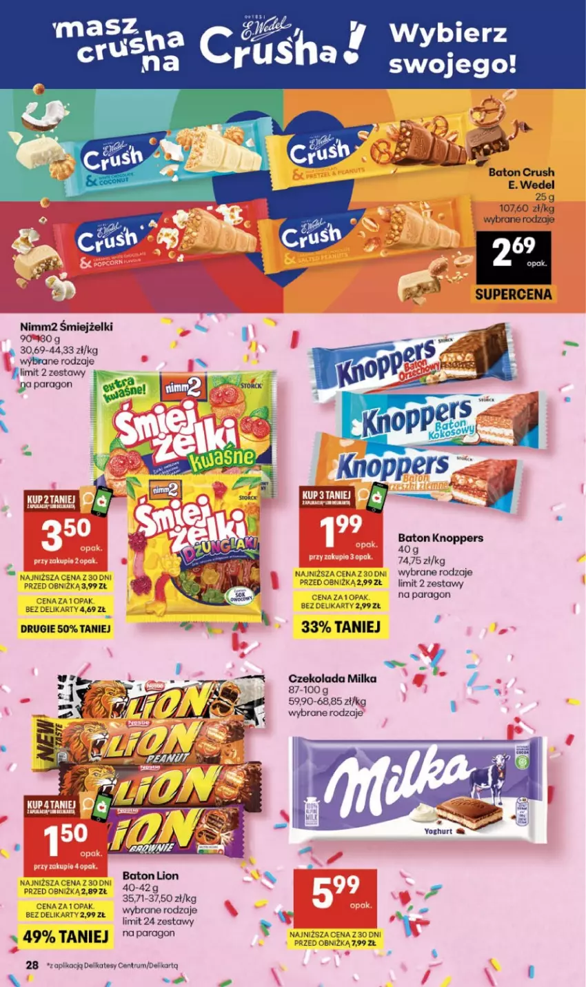 Gazetka promocyjna Delikatesy Centrum - Franczyza DC19 Czwartek - ważna 07.05 do 13.05.2026 - strona 28 - produkty: Baton, Czekolada, Knoppers, Milka, Nimm2, Rum