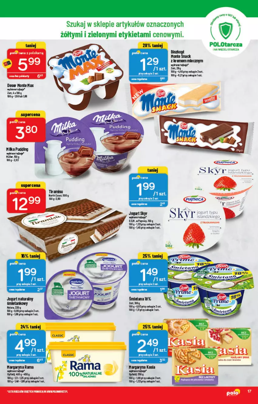 Gazetka promocyjna PoloMarket - Gazetka pomocyjna - ważna 09.02 do 15.02.2022 - strona 17 - produkty: Deser, Jogurt, Jogurt naturalny, Kasia, Miecz, Monte, Piątnica, Pudding, Rama, Ser, Tran, Zott