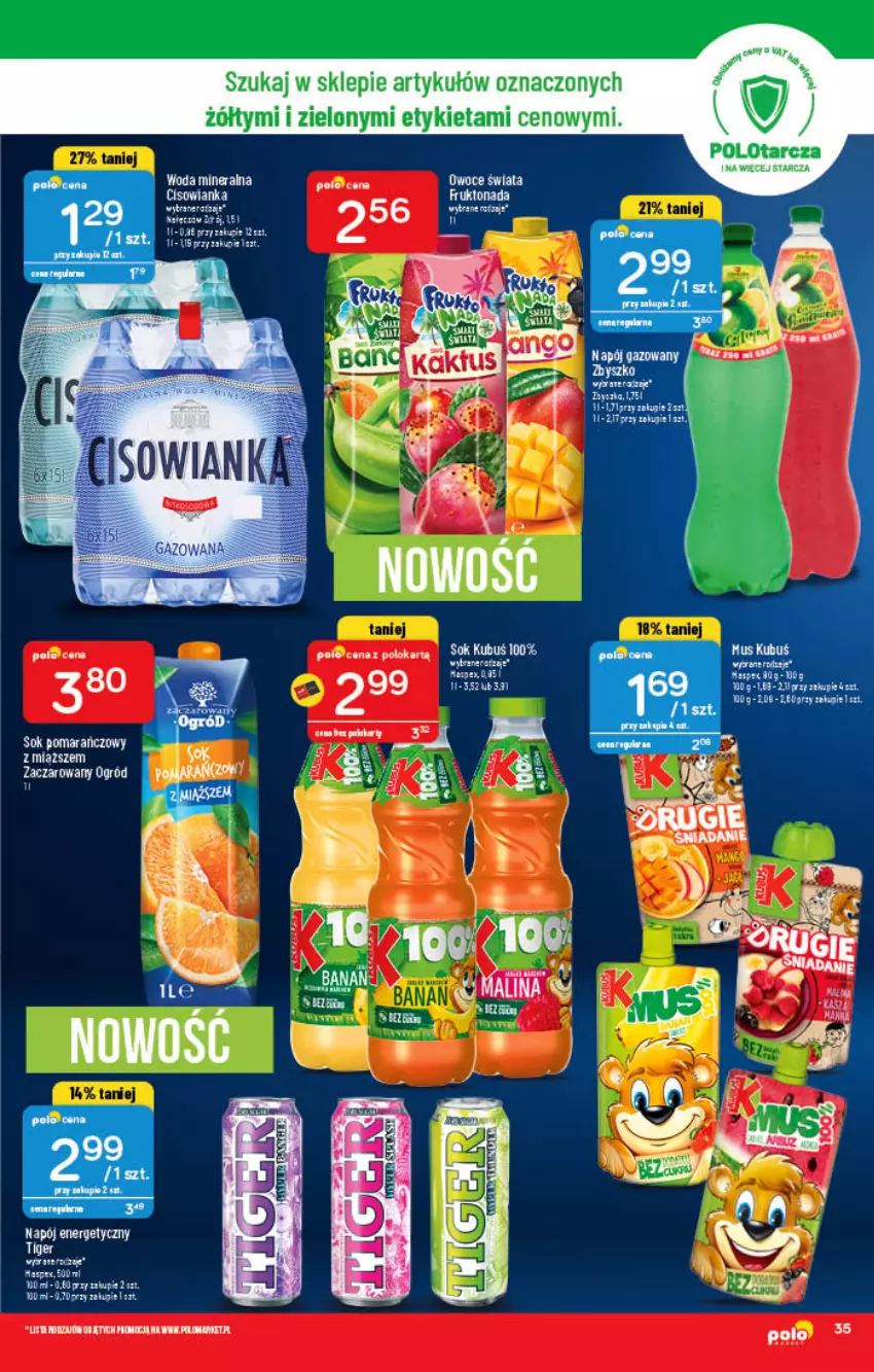 Gazetka promocyjna PoloMarket - Gazetka pomocyjna - ważna 09.02 do 15.02.2022 - strona 35 - produkty: Cisowianka, Napój, Napój energetyczny, Ogród, Owoce, Tiger, Woda, Woda mineralna