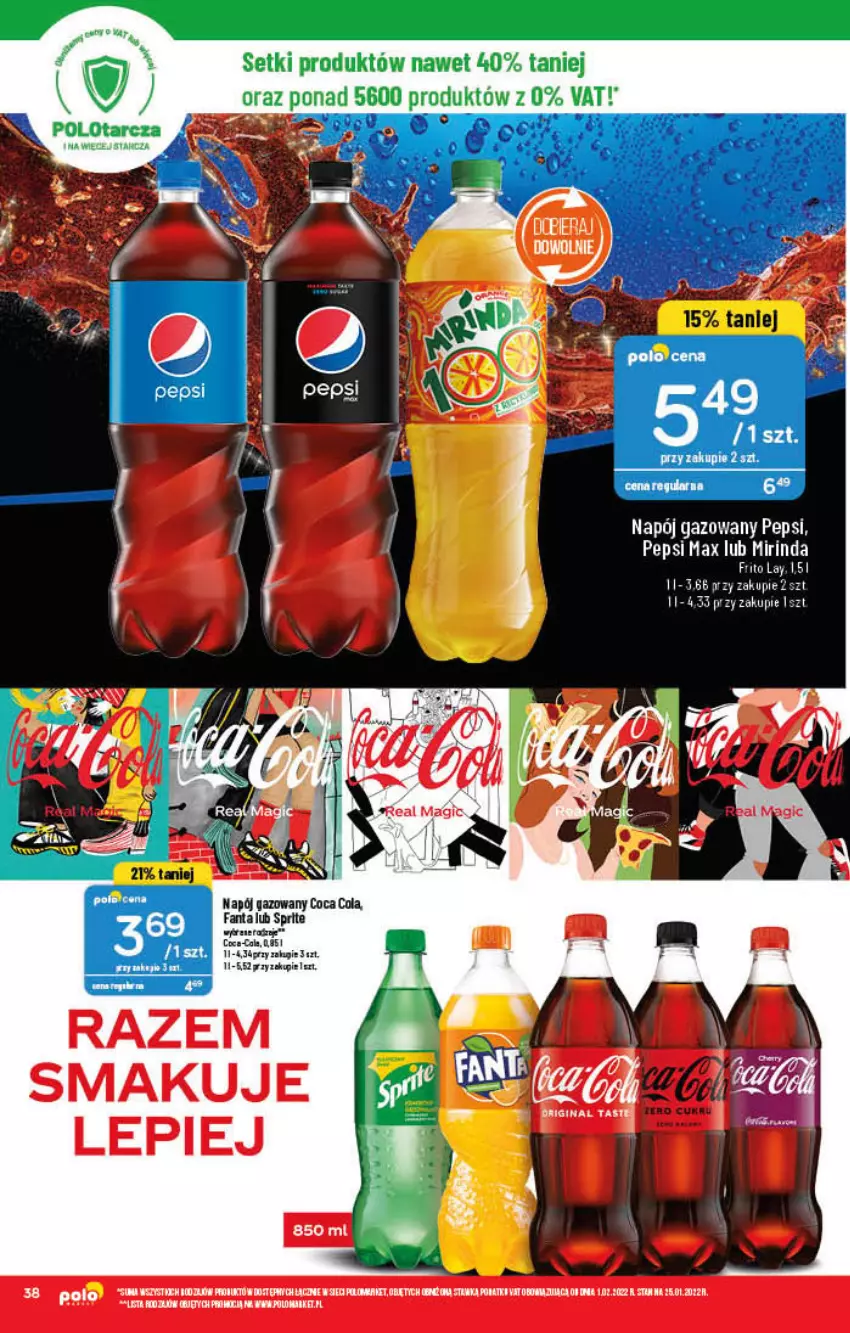 Gazetka promocyjna PoloMarket - Gazetka pomocyjna - ważna 09.02 do 15.02.2022 - strona 38 - produkty: Fa, Fanta, Koc, Mirinda, Napój, Napój gazowany, Pepsi, Pepsi max, Por, Sprite