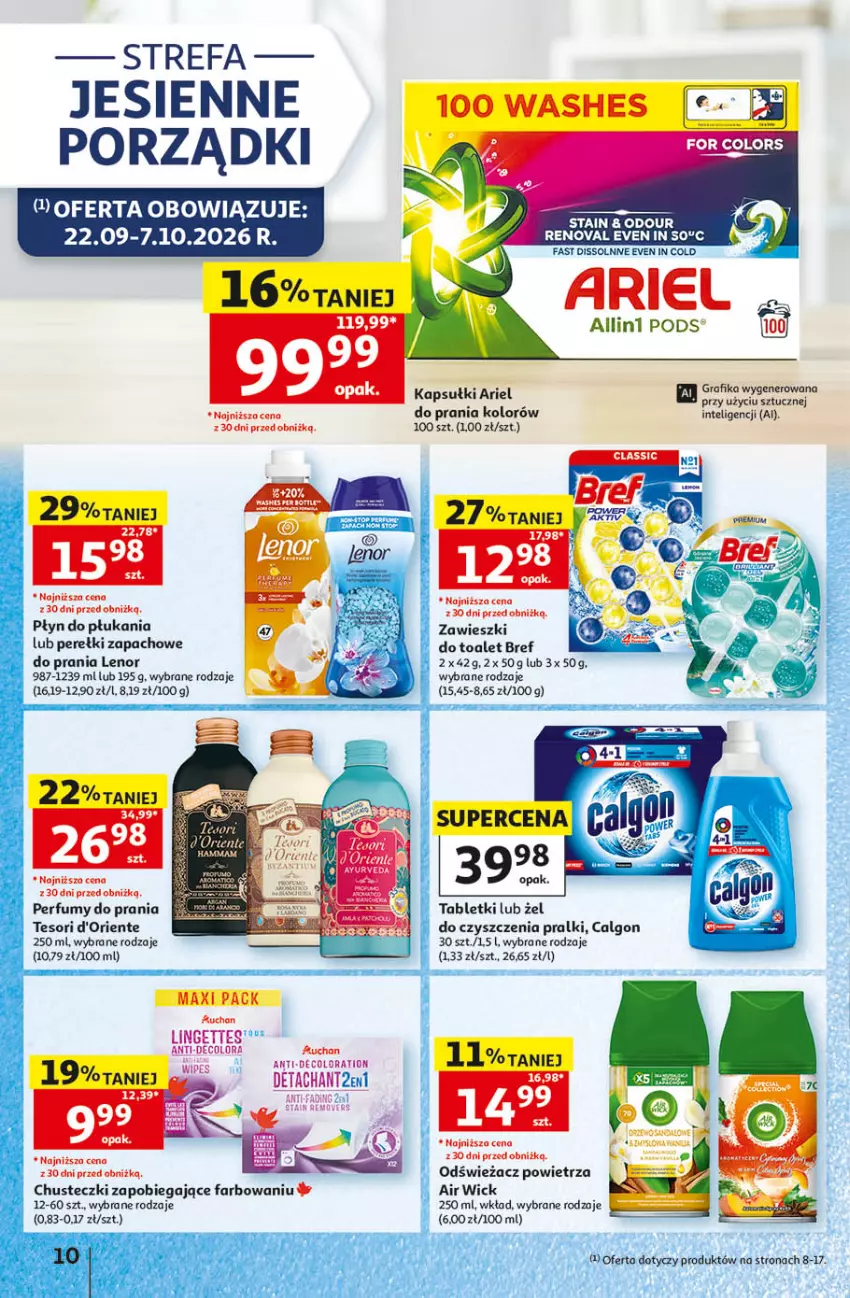 Gazetka promocyjna Auchan - Gazetka 30 Lat Hipermarket Auchan - ważna 24.09 do 30.09.2026 - strona 10 - produkty: Air Wick, Ariel, Bref, Calgon, Chusteczki, Fa, Gra, Grafika, Intel, Lenor, LG, Odświeżacz powietrza, Perełki zapachowe, Perfum, Płyn do płukania, Por, Pralki, Tablet, Zawieszki