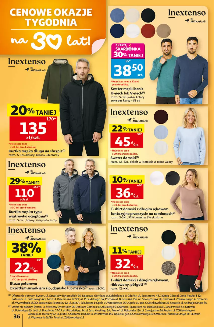 Gazetka promocyjna Auchan - Gazetka 30 Lat Hipermarket Auchan - ważna 24.09 do 30.09.2026 - strona 36 - produkty: Acer, Bluza, Bluza polarowa, Cars, Fa, Fanta, Kurtka, LANA, Sos, Sweter, T-shirt, Wiatrówka