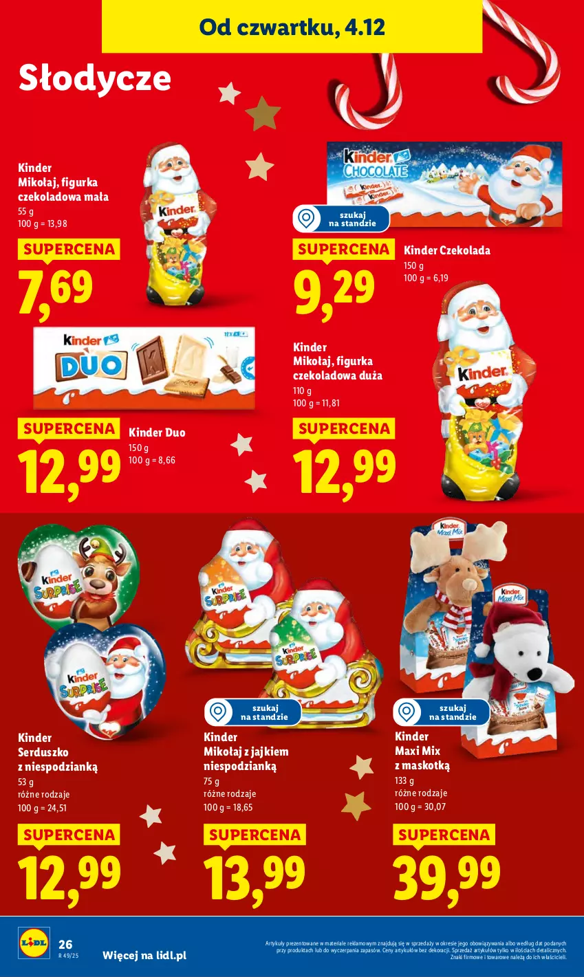 Gazetka promocyjna Lidl - GAZETKA - ważna 04.12 do 07.12.2025 - strona 28 - produkty: Czekolada, Kinder, Ser