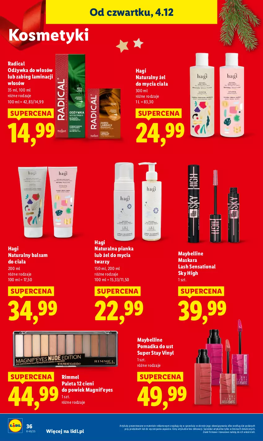 Gazetka promocyjna Lidl - GAZETKA - ważna 04.12 do 07.12.2025 - strona 38 - produkty: Balsam do ciała, Bell, Maska, Maskara, Maybelline, Odżywka, Paleta, Sati