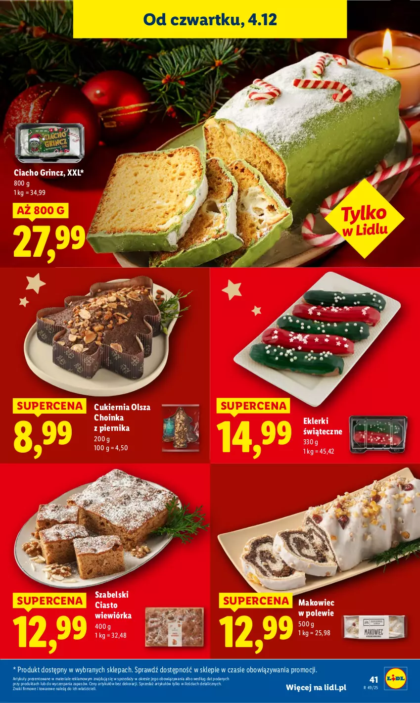 Gazetka promocyjna Lidl - GAZETKA - ważna 04.12 do 07.12.2025 - strona 43 - produkty: Choinka, Cukier, Inka, Makowiec, Piernik