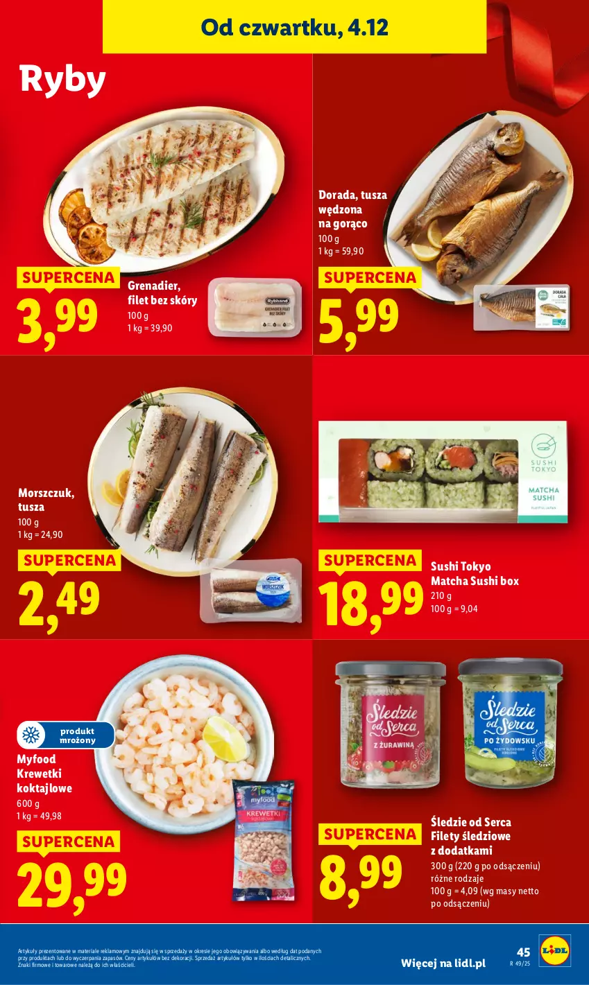 Gazetka promocyjna Lidl - GAZETKA - ważna 04.12 do 07.12.2025 - strona 47 - produkty: Grenadier, Krewetki, Ser, Sushi, Tusz
