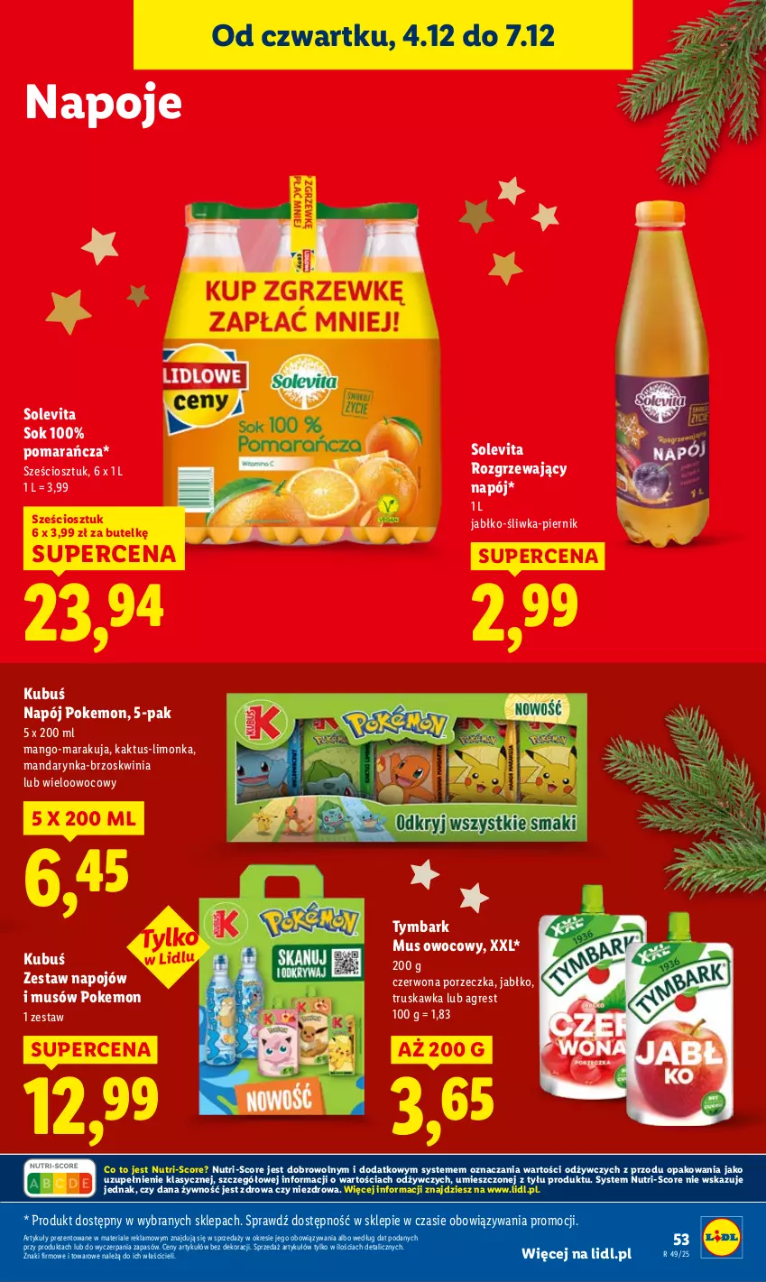 Gazetka promocyjna Lidl - GAZETKA - ważna 04.12 do 07.12.2025 - strona 55 - produkty: Gres, Kaktus, Kubuś, Limonka, Mango, Mus, Napój, Napoje, Piernik, Por, Sok, Tymbark