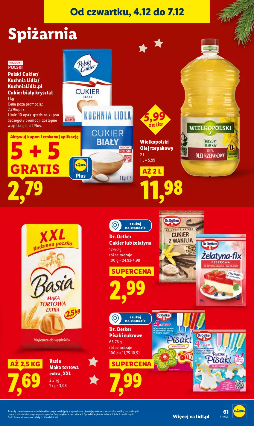 Gazetka promocyjna Lidl - GAZETKA - ważna 04.12 do 07.12.2025 - strona 63 - produkty: Basia, Cukier, Dr. Oetker, Gra, Kuchnia, Mąka, Mąka tortowa, Olej, Olej rzepakowy