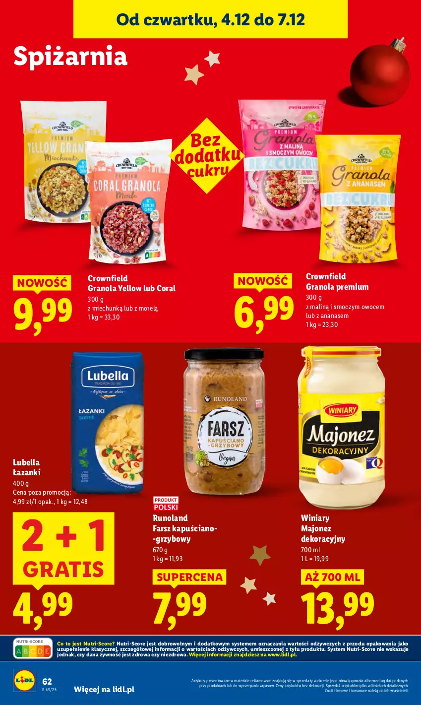 Gazetka promocyjna Lidl - GAZETKA - ważna 04.12 do 07.12.2025 - strona 64 - produkty: Ananas, Bell, Bella, Fa, Gra, Granola, Lubella, Majonez, Owoce, Runoland, Winiary