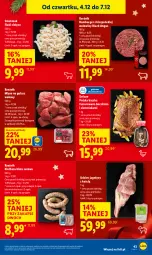 Gazetka promocyjna Lidl - GAZETKA - Gazetka - ważna od 07.12 do 07.12.2025 - strona 45 - produkty: Piec, Gulasz wołowy, Kaczka, Hamburger, Kaczka faszerowana, Lack, Burger, Kiełbasa biała, Mięso na gulasz, Flaki, Kiełbasa, Mięso, Fa