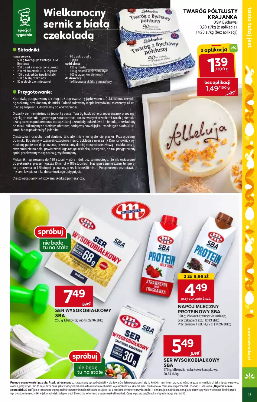 Gazetka promocyjna Stokrotka - Supermarket - ważna 21.03 do 26.03.2024 - strona 15 - produkty: Napój, Napój mleczny, Ser, Sok, Sos, Twaróg, Twaróg półtłusty