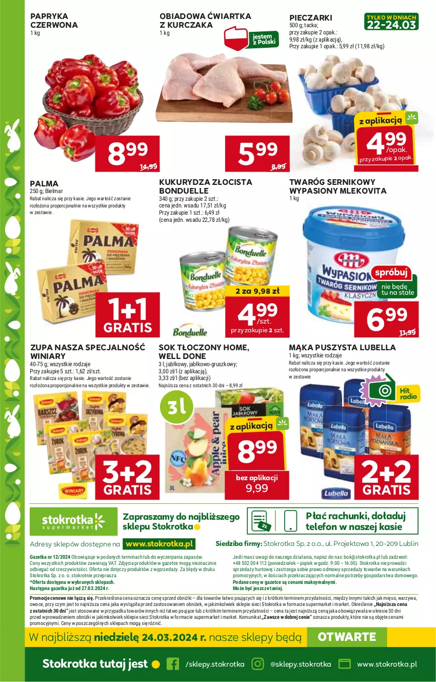 Gazetka promocyjna Stokrotka - Supermarket - ważna 21.03 do 26.03.2024 - strona 27 - produkty: Bell, Bella, Bonduelle, Dres, Gra, HP, JBL, Kukurydza, Kurczak, Lubella, Mąka, Mleko, Mlekovita, Palma, Papryka, Papryka czerwona, Piec, Ser, Sok, Telefon, Twaróg, Winiary, Zupa