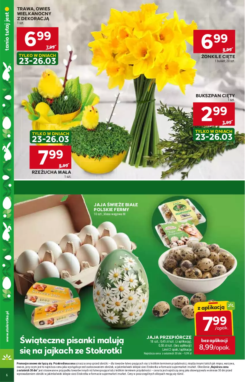 Gazetka promocyjna Stokrotka - Supermarket - ważna 21.03 do 26.03.2024 - strona 6 - produkty: Jaja, Rzeżucha, Sanki