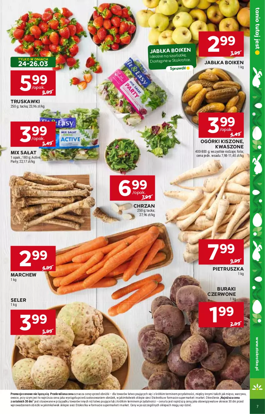 Gazetka promocyjna Stokrotka - Supermarket - ważna 21.03 do 26.03.2024 - strona 7 - produkty: Buraki, Chrzan, HP, Jabłka, Pietruszka, Sałat, Truskawki