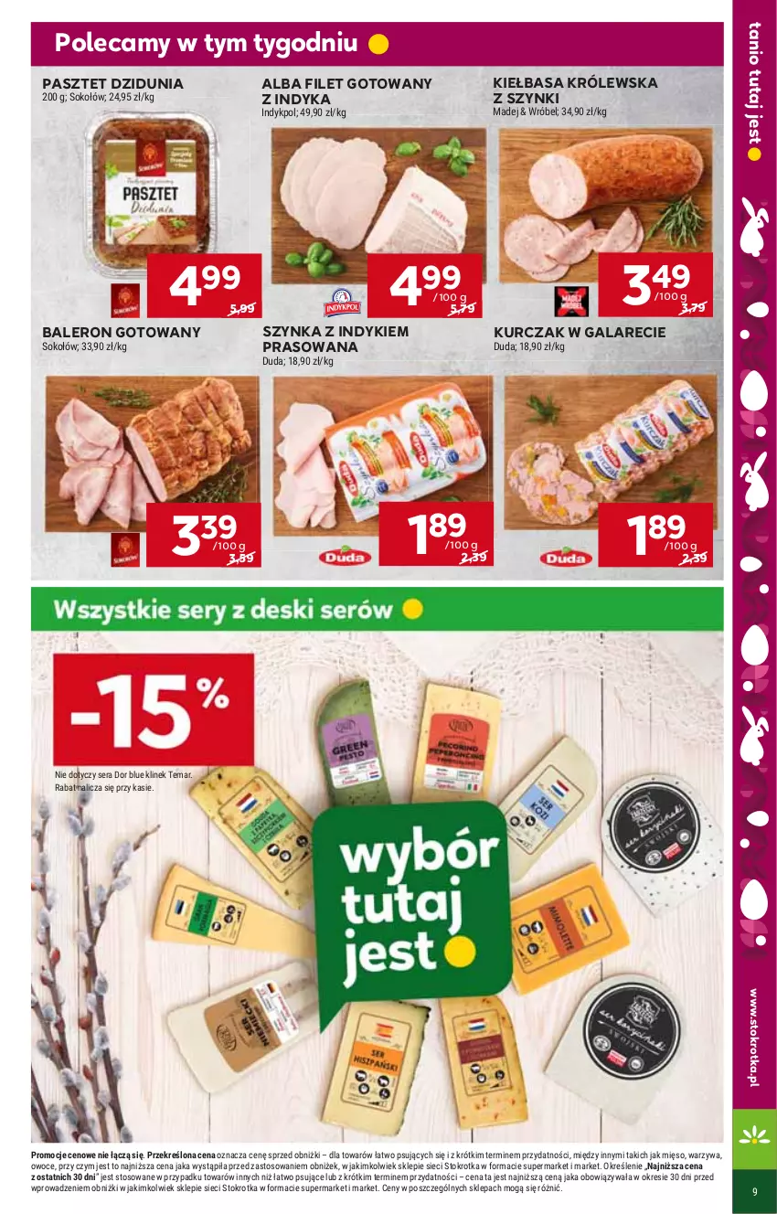 Gazetka promocyjna Stokrotka - Supermarket - ważna 21.03 do 26.03.2024 - strona 9 - produkty: Gala, Kiełbasa, Kurczak, Pasztet, Szynka