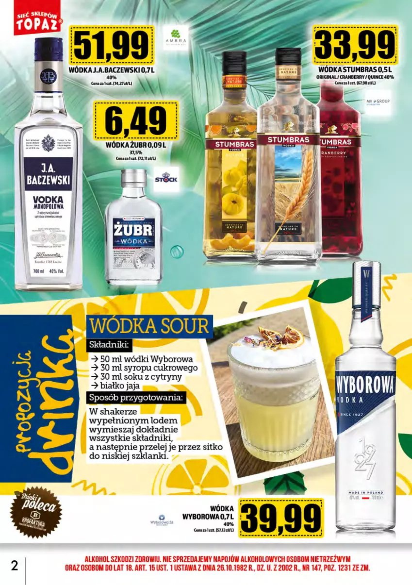 Gazetka promocyjna Topaz - Gazetka - ważna 01.08 do 31.08.2024 - strona 2 - produkty: Cytryny, Gin, Jaja, Lanki, Sitko, Sok, Syrop, Wódka, Wyborowa