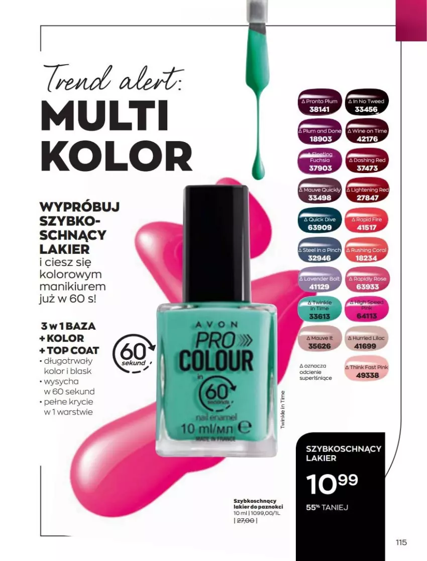 Gazetka promocyjna Avon - Katalog Avon 3/2022 kampania marzec - ważna 01.03 do 31.03.2022 - strona 115 - produkty: Fa, Lakier, Pronto, Top