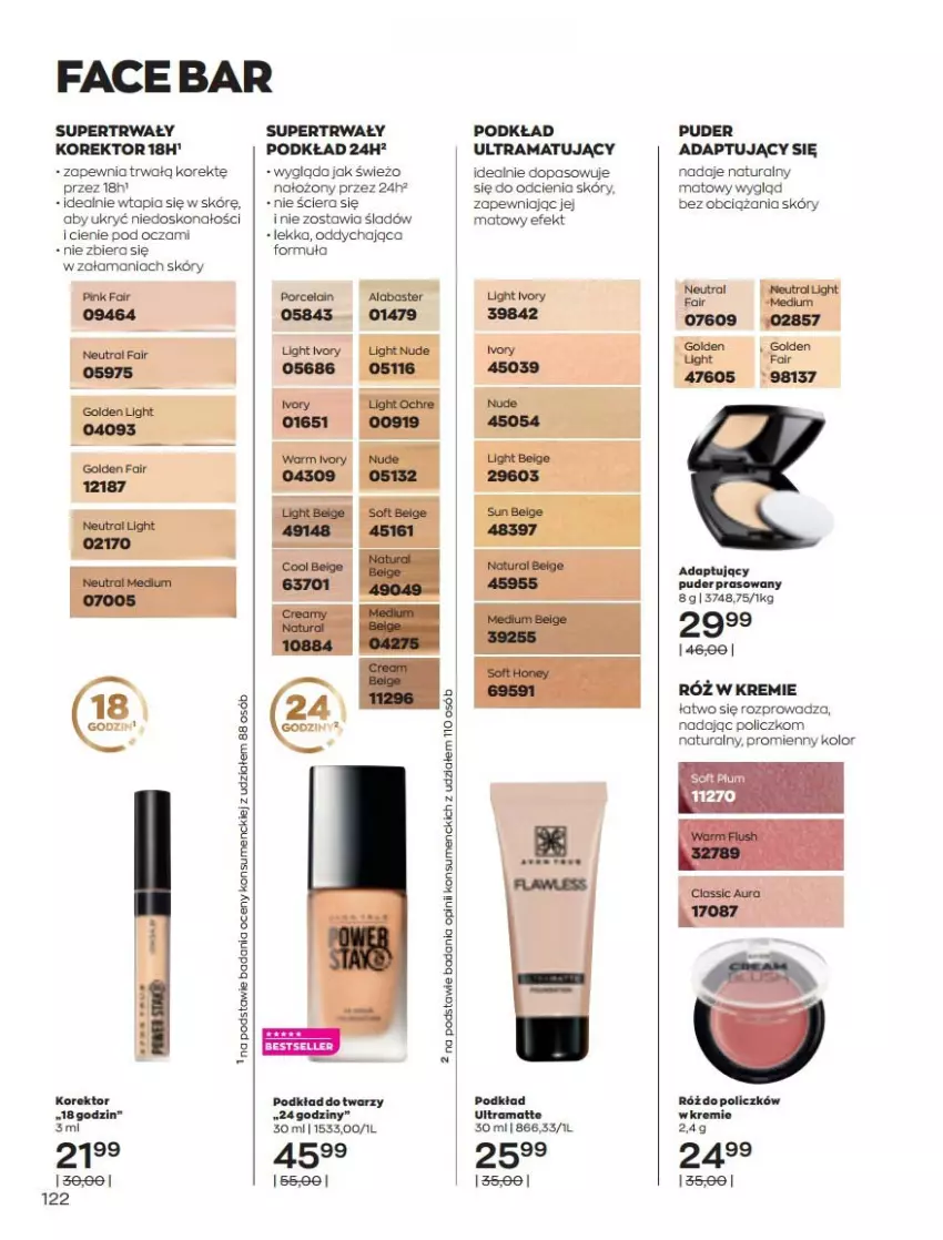 Gazetka promocyjna Avon - Katalog Avon 3/2022 kampania marzec - ważna 01.03 do 31.03.2022 - strona 122 - produkty: Fa, Podkład, Puder, Puder prasowany, Rama, Róż do policzków