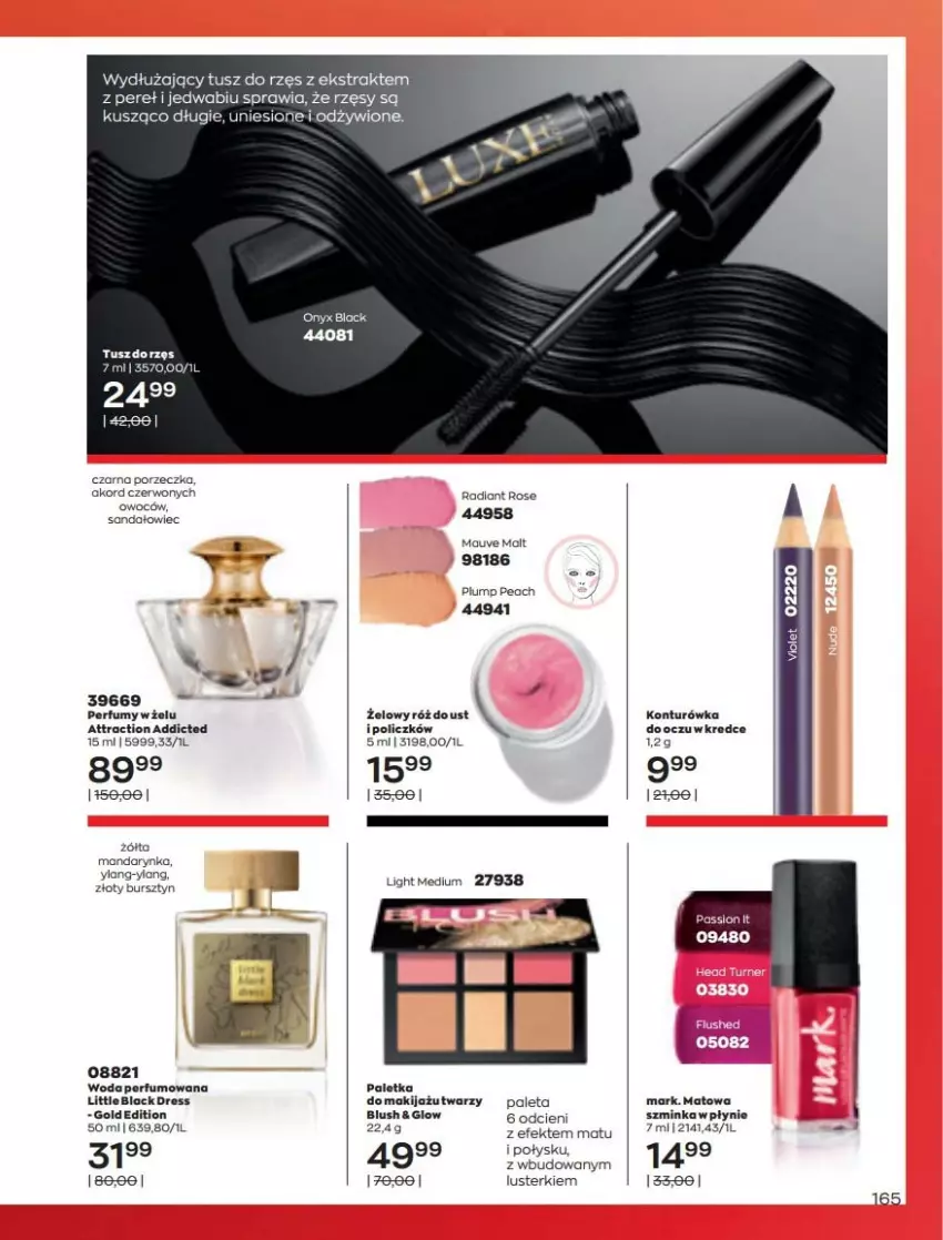 Gazetka promocyjna Avon - Katalog Avon 3/2022 kampania marzec - ważna 01.03 do 31.03.2022 - strona 165 - produkty: Bursztyn, Inka, Konturówka do oczu, Lack, Makijaż, Owoce, Paleta, Perfum, Szminka, Tusz, Woda, Woda perfumowana