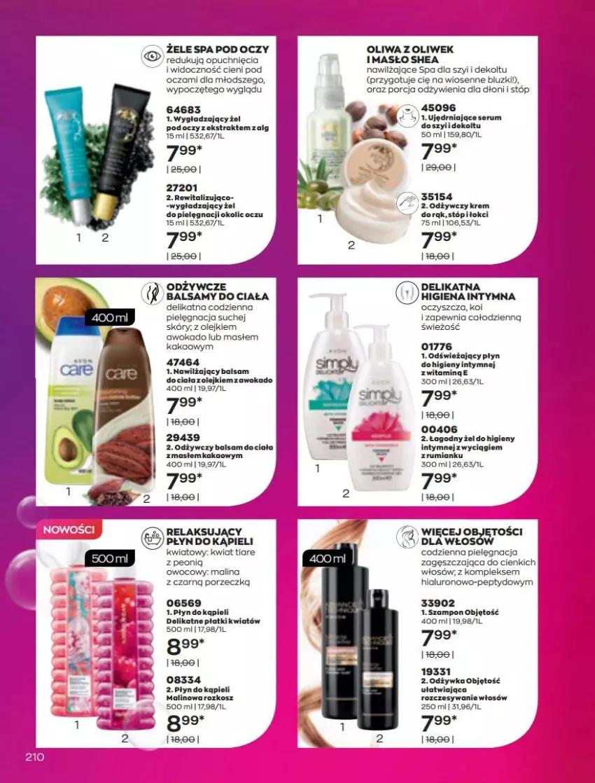 Gazetka promocyjna Avon - Katalog Avon 3/2022 kampania marzec - ważna 01.03 do 31.03.2022 - strona 210 - produkty: Balsam do ciała, Kakao, Kosz, LG, Masło, Nawilżający balsam, Odżywka, Olej, Oliwa z oliwek, Płyn do kąpieli, Por, Rum, Ser, Serum, Szampon