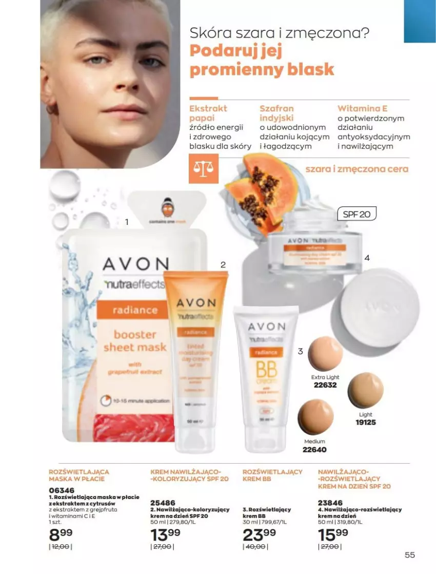 Gazetka promocyjna Avon - Katalog Avon 3/2022 kampania marzec - ważna 01.03 do 31.03.2022 - strona 55 - produkty: Fa, Grejpfrut, Krem bb, Krem na dzień, Maska, Szafran