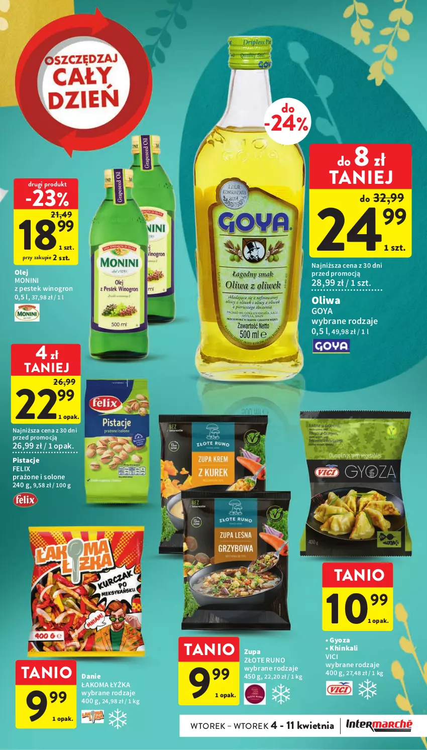 Gazetka promocyjna Intermarche - Gazetka Intermarche - ważna 04.04 do 11.04.2023 - strona 17 - produkty: Felix, Inka, Monini, Olej, Pistacje, Stek, Wino, Zupa