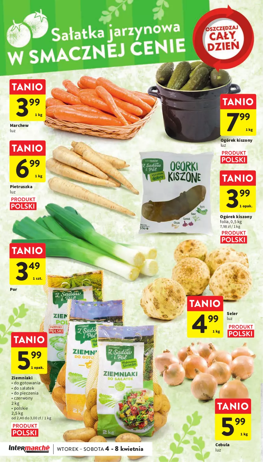 Gazetka promocyjna Intermarche - Gazetka Intermarche - ważna 04.04 do 11.04.2023 - strona 24 - produkty: Cebula, Ogórek, Piec, Pietruszka, Por, Sałat, Ziemniaki