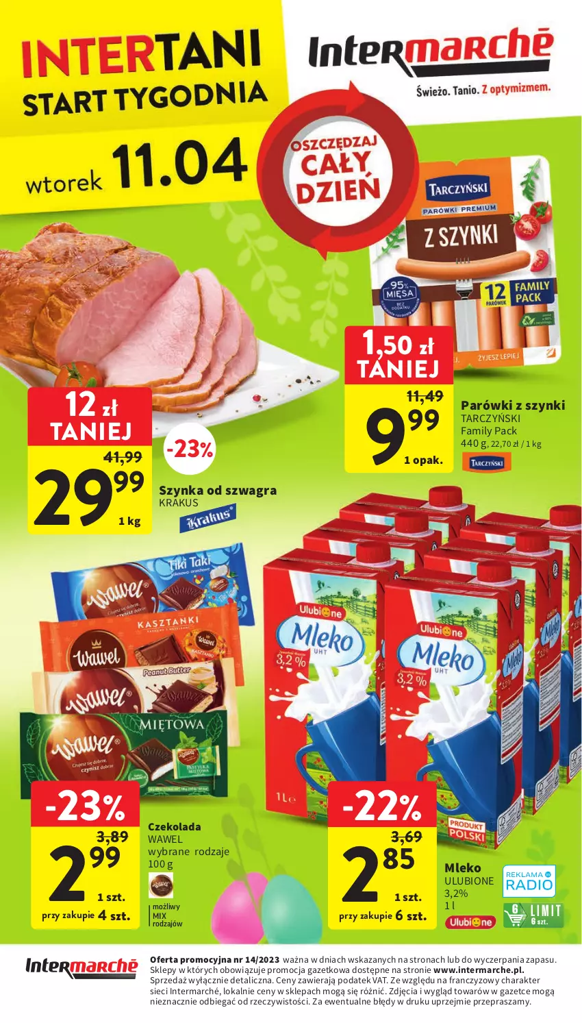 Gazetka promocyjna Intermarche - Gazetka Intermarche - ważna 04.04 do 11.04.2023 - strona 48 - produkty: Czekolada, Fa, Gra, Krakus, Mleko, Parówki, Parówki z szynki, Szynka, Tarczyński, Wawel