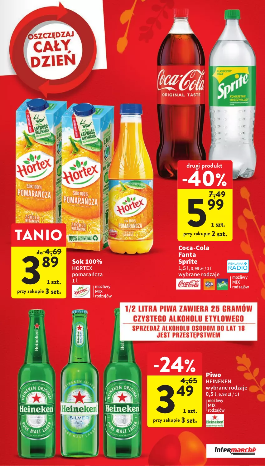 Gazetka promocyjna Intermarche - Gazetka Intermarche - ważna 04.04 do 11.04.2023 - strona 5 - produkty: Coca-Cola, Fa, Fanta, Heineken, Hortex, Piwo, Sok, Sprite