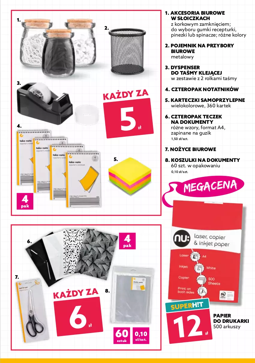 Gazetka promocyjna Dealz - Katalog Szkolne okazje na 5+! - sprawdź ! - ważna 11.08 do 31.08.2021 - strona 11 - produkty: Biuro, Długopis, Drukarki, Flamastry, Karteczki samoprzylepne, Klej, Kosz, Marker, Mop, Noż, Nożyce, Papier, Pojemnik, Pojemnik na przybory, Ser