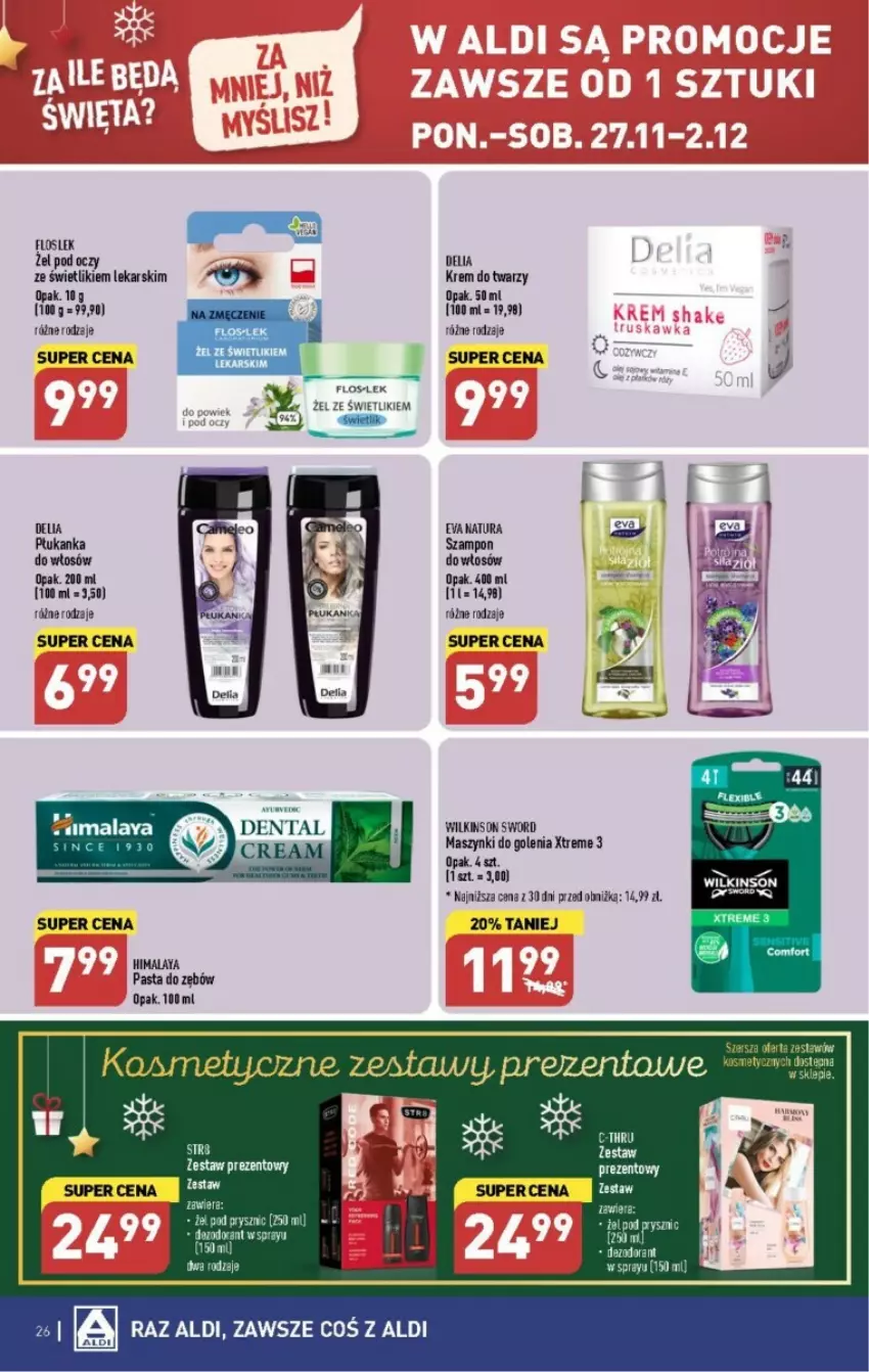 Gazetka promocyjna Aldi - ważna 27.11 do 02.12.2023 - strona 19 - produkty: Krem do twarzy, Pasta do zębów, Szampon, Wilkinson Sword