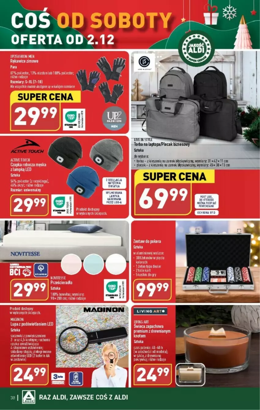 Gazetka promocyjna Aldi - ważna 27.11 do 02.12.2023 - strona 32 - produkty: Fa, Gin, Plecak, Prześcieradło, Stojak, Top, Torba, Torba na laptopa