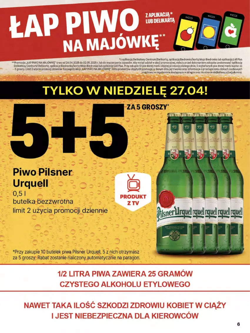 Gazetka promocyjna Delikatesy Centrum - Franczyza DC17 Czwartek - ważna 24.04 do 30.04.2025 - strona 6 - produkty: Dron, Fa, Pilsner Urquell, Piwa, Piwo, Rum