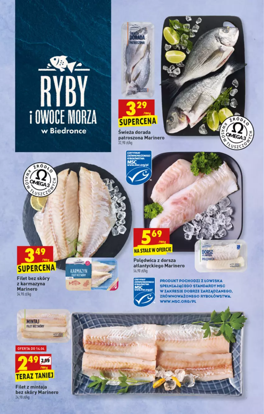 Gazetka promocyjna Biedronka - W tym tygodniu PN - ważna 12.04 do 17.04.2021 - strona 15 - produkty: Dorsz, Dron, Filet z mintaja, HP, Mintaj, Owoce, Owoce morza, Polędwica, Tera